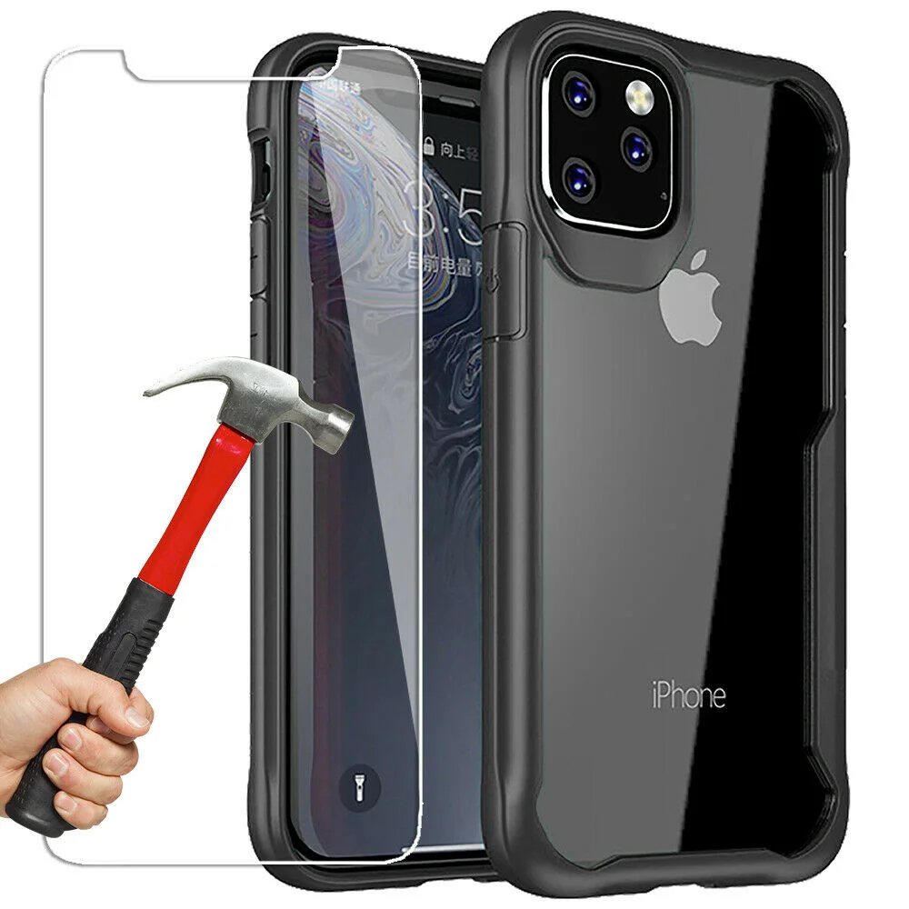 

Armor Coque For iPhone 11 Pro Max 6 7 8 XR XS X Housse TPU + Vitre En Verre Trempé