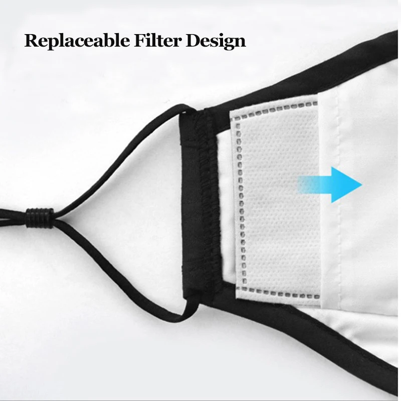 Anti Pollution PM2.5 Flter Mouth Mask Dust Respirator Washable Reusable Masks Cotton Unisex Bacteria proof Flu Face Black | Безопасность
