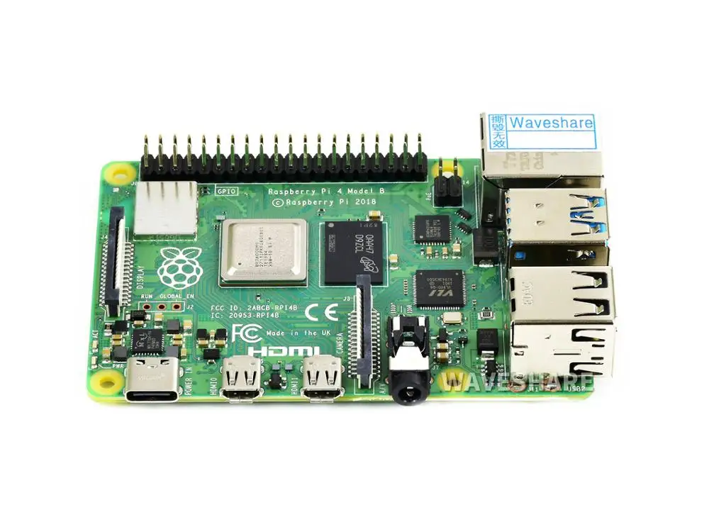 Четырехъядерный процессор Waveshare Raspberry Pi 4 Model B 8 Гб ОЗУ 64 бит 1 5 ГГц 4K двойной