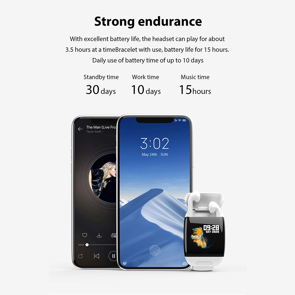 Умные часы M8 для женщин и мужчин умные с наушниками TWS Bluetooth монитор сердечного