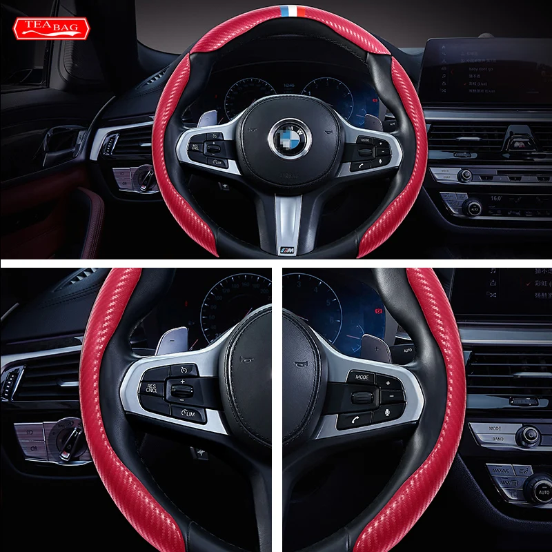 

Car Styling Carbon Fiber Pattern Car Steering Wheel Cover Hollow Pattern Skidproof for X5 F15 Modification Accessories