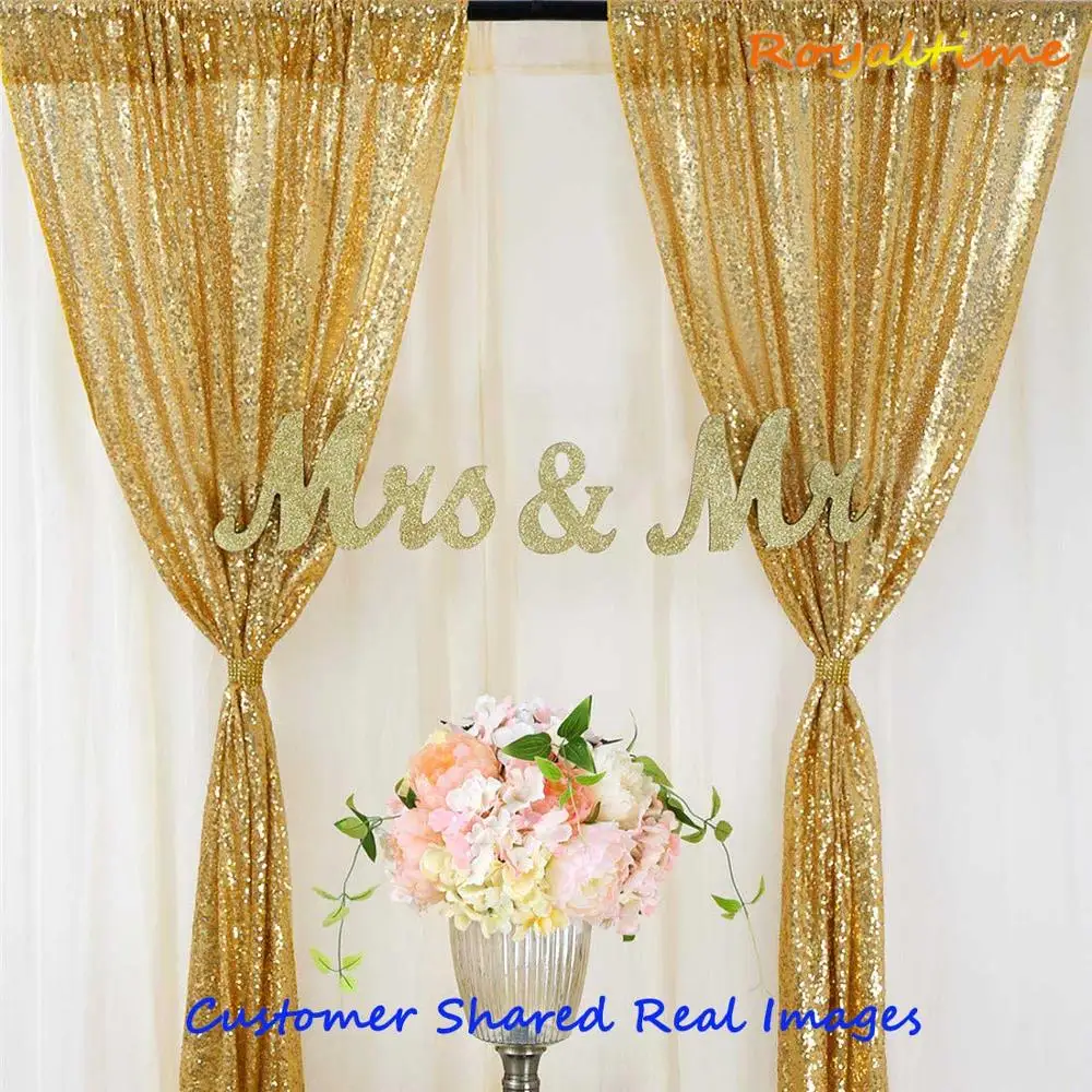 2x8.5ft Glitter Gold/Silver/Rose Gold Sequin Backdrop Party Wedding Photo Booth Background Decoration Sequin Curtain Drape Panel