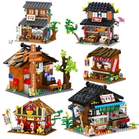 new japanese street view model building blocks ramen shop grocery store snack street kit mini bricks set toys for children gifts