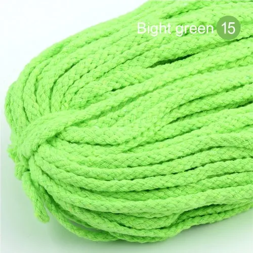 5M Bright green 5 м/лот, 5 мм, толстый цветной декоративный витой шнур, чистый белый, красный, розовый, зеленый, черный, вязаный шнур, Котон, декоративная веревка - Цвет: 5M Bright green