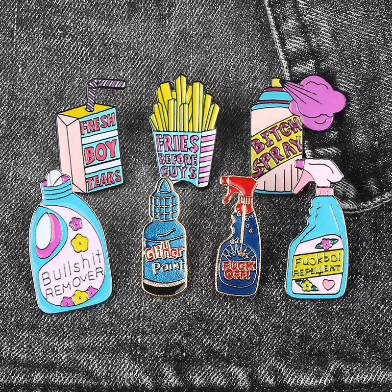 Отталкивающая пуговица фри эмалированная брошь на булавке для моющего средства