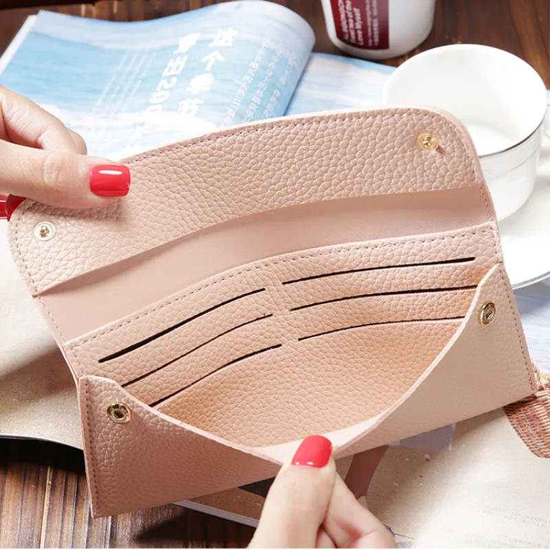 

Women PU Thin Long Wallet Female Leather Purses Hasp Coin Purse Portable Cards Holder Clutch Money Bag Cell Phone Pocket