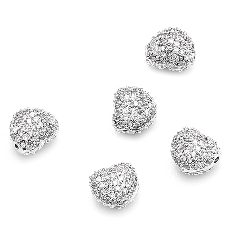 Atreus 5 шт./лот 8 мм в форме сердца мини бусины с отверстием AAA кубический цирконий