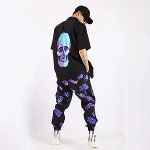 Мужские костюмы из 2 предметов, рубашка с коротким рукавом и брюки, уличная одежда в стиле хип-хоп, Повседневная Свободная рубашка-карго, спортивные брюки, можно заказать