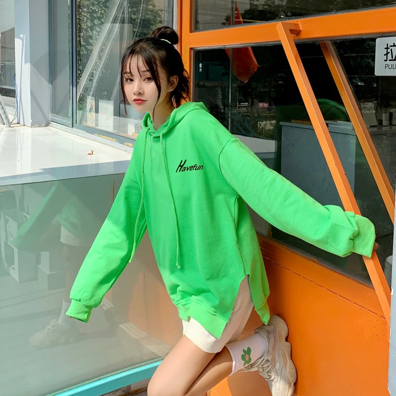 Женская однотонная толстовка с буквенным принтом тонкий розовый Хлопковый