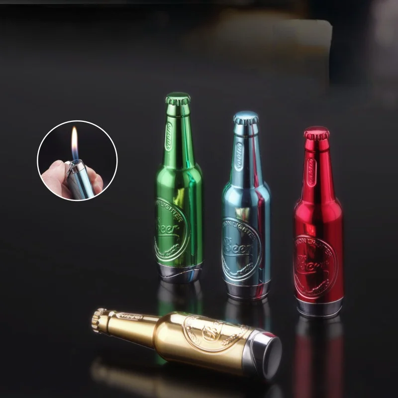 

Creative Inflatable Open Flame Mini Beer Bottle with Personality and Fun Lighter Funny Gift for Friend Smoking Accessories