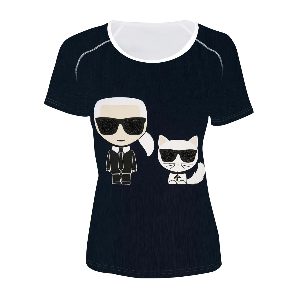 WHEREISART Karl Lagerfeld футболка женская летняя с коротким рукавом Забавные футболки Harajuku