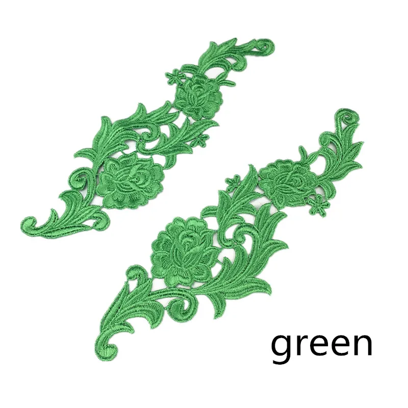 1 pair green Zsbszc зеркальная пара золотистого и серебряного цвета с вышивкой, кружевной аппликацией, цветочными нашивками, воротничком, свадебное платье, торжественное платье, аксессуары, ткань JA35 - Цвет: 1 pair green