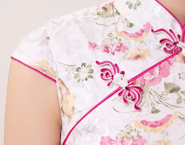 

2017 qipao dress summer style plus-size cheongsam fashion chinese traditional printing knitting fabric free shipping