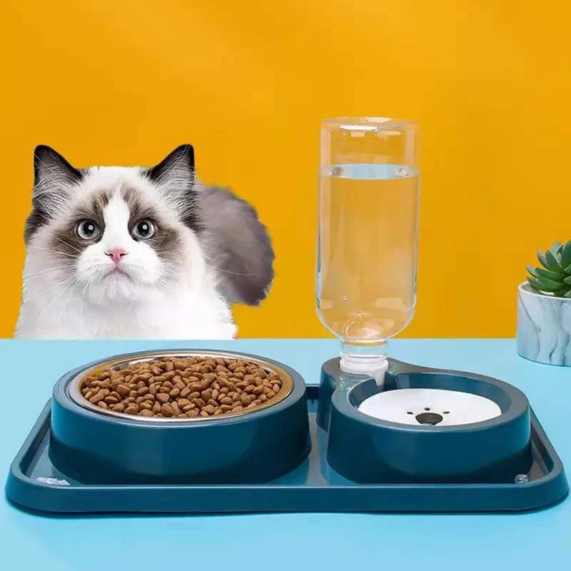 

Water Food Bowl For Cats Pet Double Feeder Non-Slip Cat Dog Waterer Puppy Kitten Automatic Feeding And Drinking Bowls Supplies