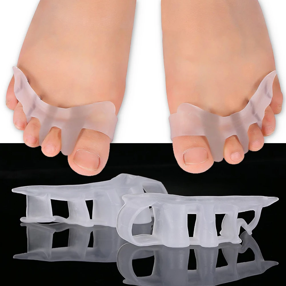 

1pair Soft Silicone Pedicure Foot Care Protective Orthopedic Bunion Straightener Durable Overlapping Pain Relief Toe Separator