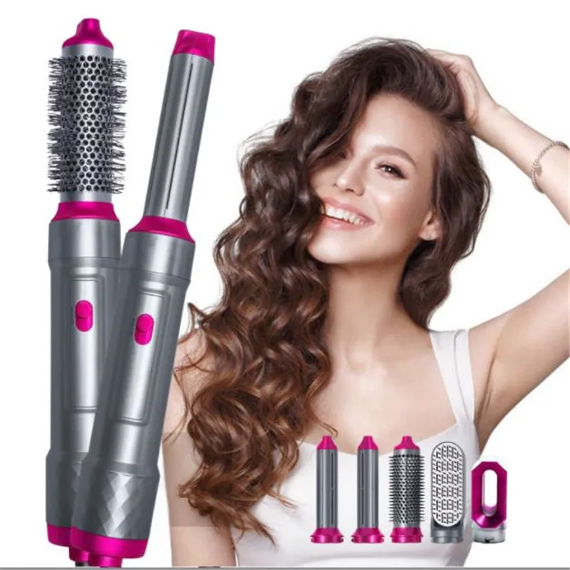

5 In 1 Electric Hot Air Blower Brush Airflow Hairdryer Comb Auto Rotary Curling Iron Hair Styling Curler Wavy Straightener Wand
