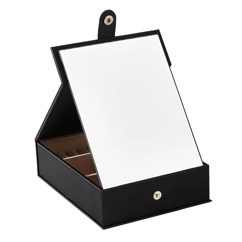 

Portable Makeup Mirror with Storage Box Multifunctional Travel Folding Cosmetic Holder Organizer Desktop Make Up Mirrors Gifts