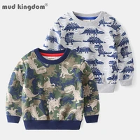 mudkingdom fashion boys sweatshirts dinosaur full print long sleeves terry tops for kids spring casual children clothes wear
