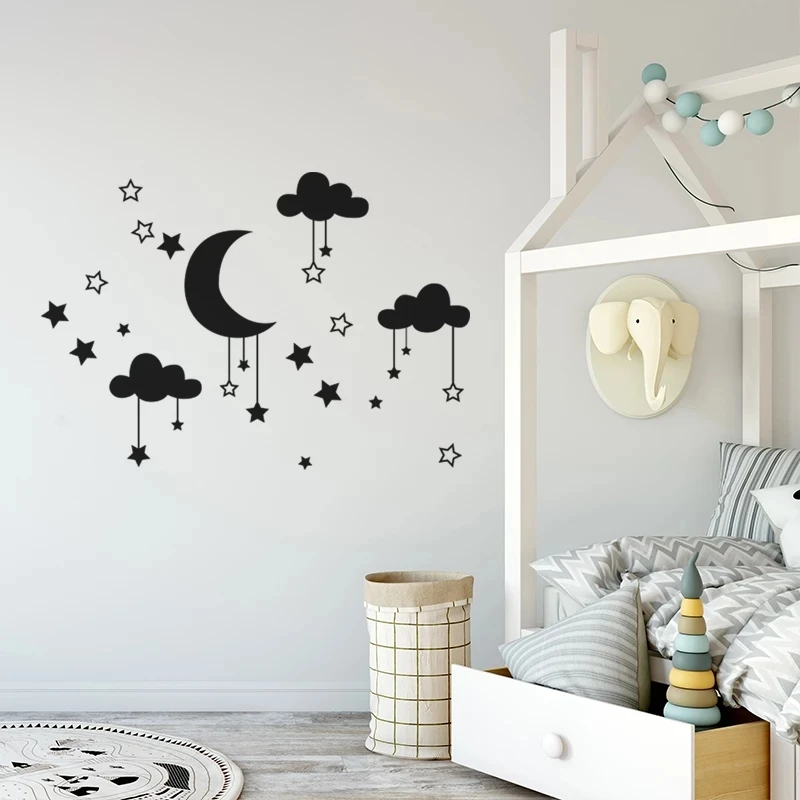 

Wall Decal Baby Nursery Room Cloud,Stars and Moon Wall Sticker Art Home Decor Mural Clouds Nursery Children Bedroom Decor Sticke