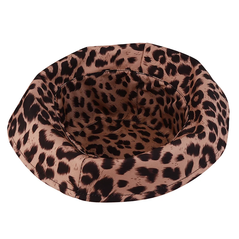 

Women Leopard Print Bucket Comfortable Breathe Foldable Men Beach Flat Top Sun Fishing Hat High Quality Flat Panama Hat Street