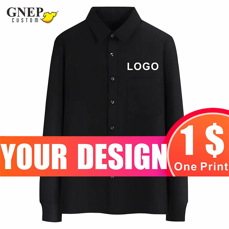 GNEP Winter Men's And Women's Business Long-Sleeved Shirts Custom Casual Slim Work Clothes Embroidered Solid Color Lapel Top
