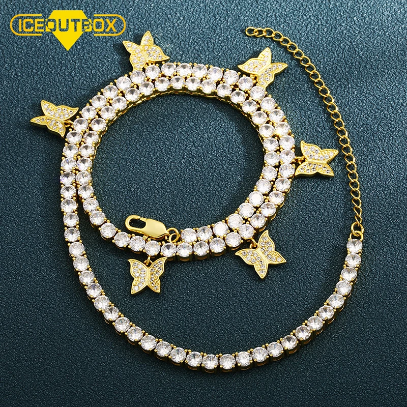 Модная теннисная цепь с бабочкой и фианитом 4 мм роскошное ожерелье подвеской из