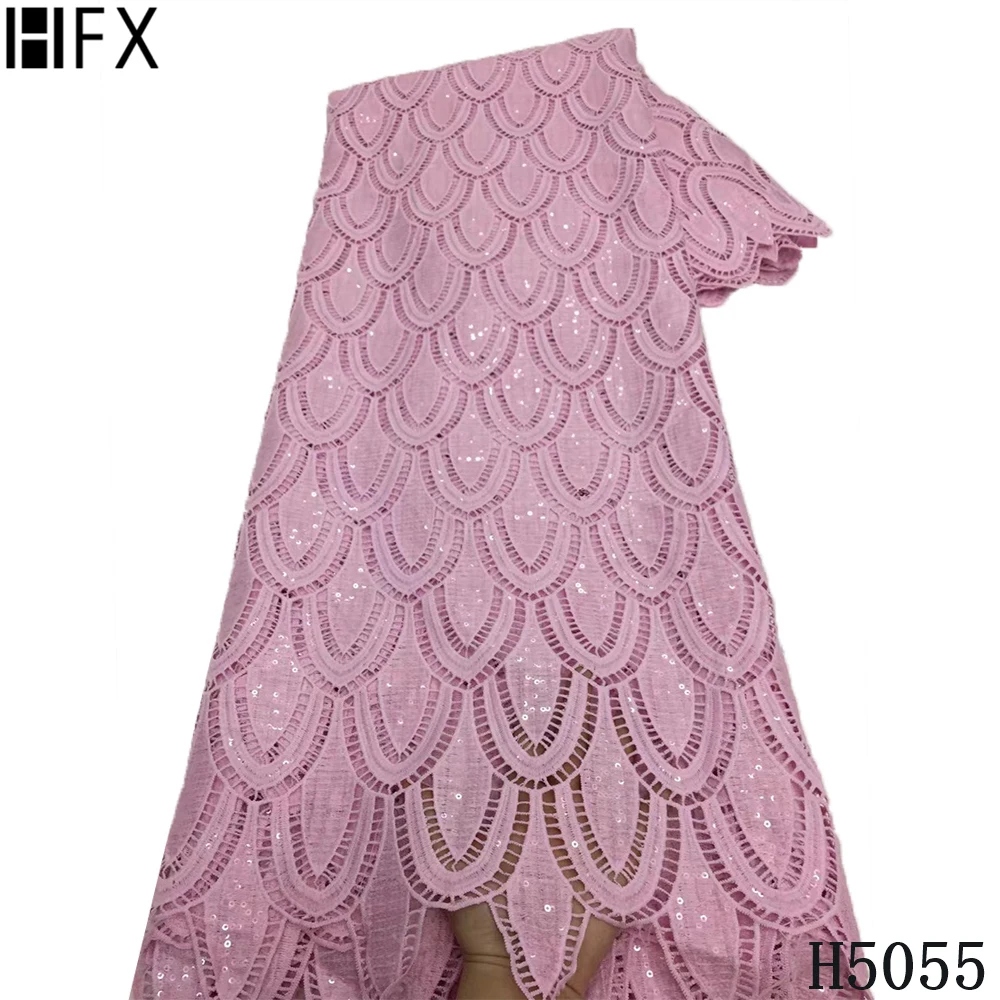

HFX Sky Blue Guipure Lace Fabric 2021 Latest African Cord Laces High Quality French Guipure Cord Lace Fabric With Sequins F5055