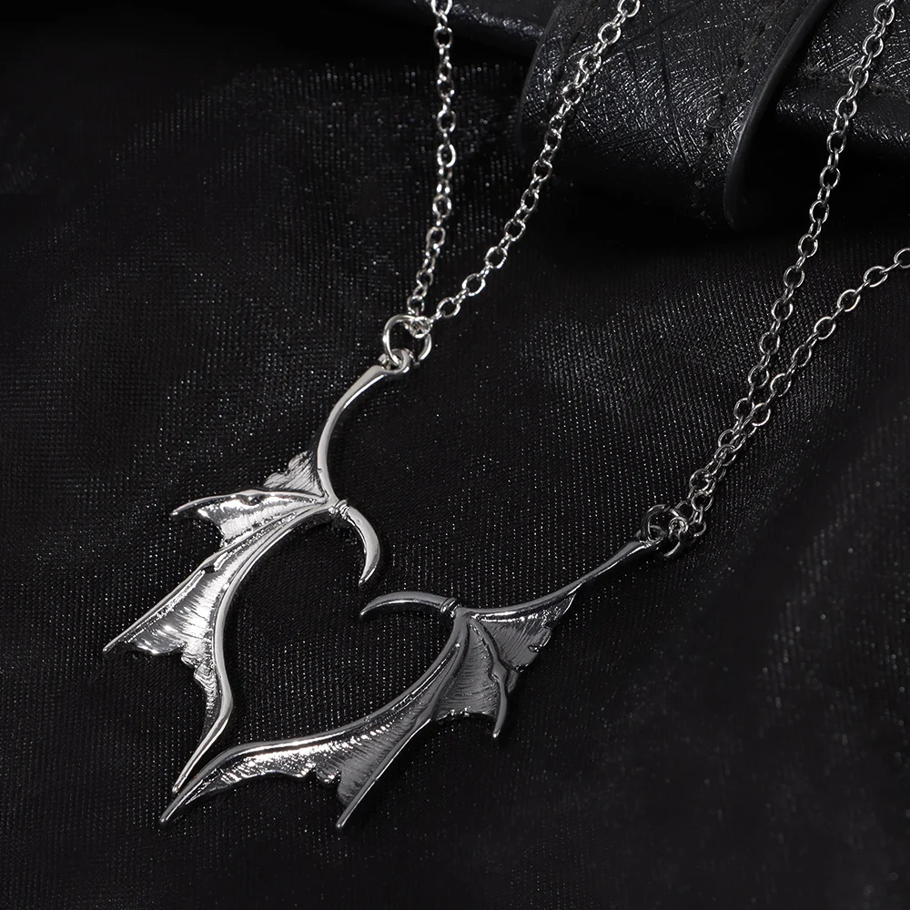 Ожерелье с подвеской в виде сердца крыльями дракона для влюбленных пар винтажное