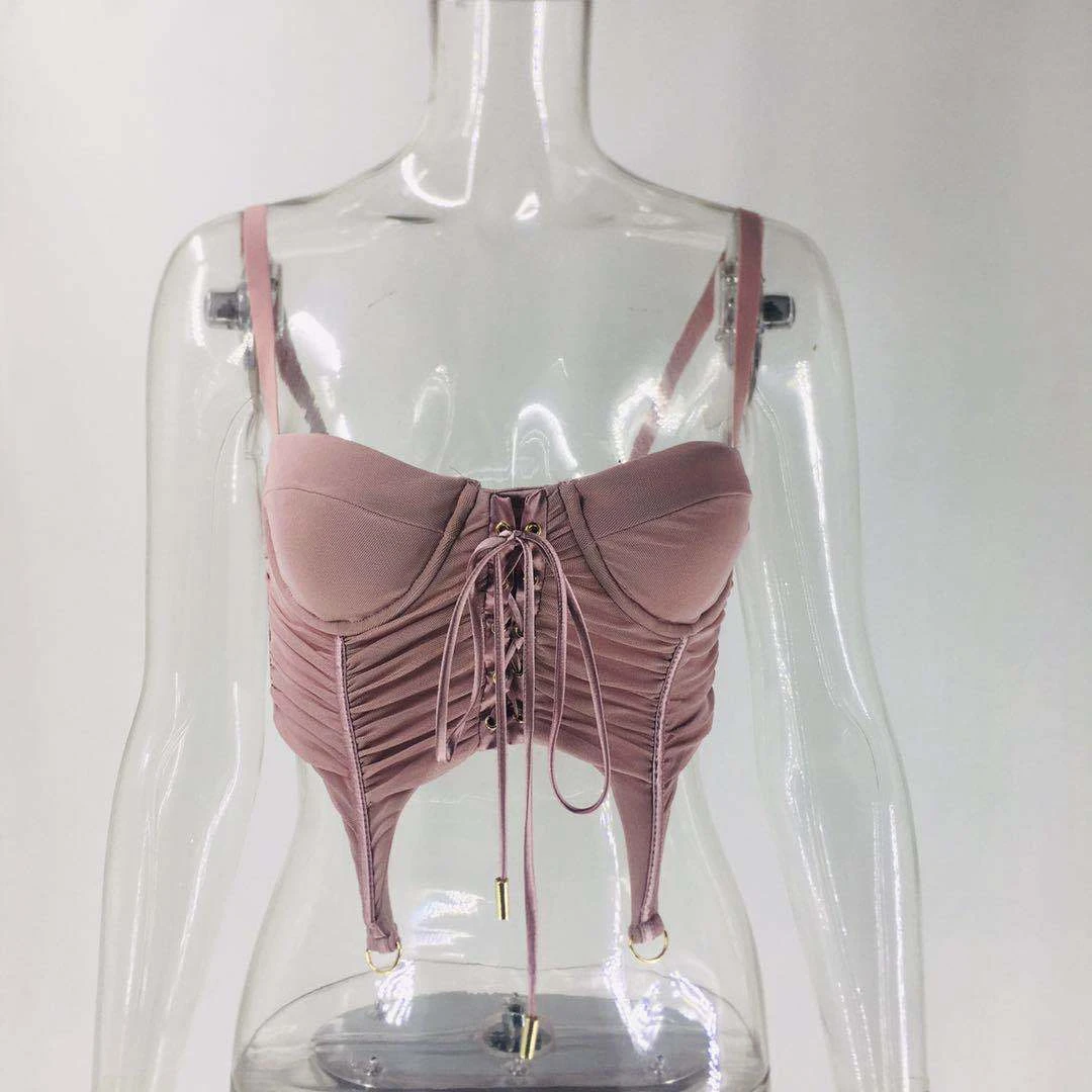 Casual Top Women Lace Up Camis Camisole 2020 Summer Sexy Sleeveless Slim Low Chest Tops | Женская одежда