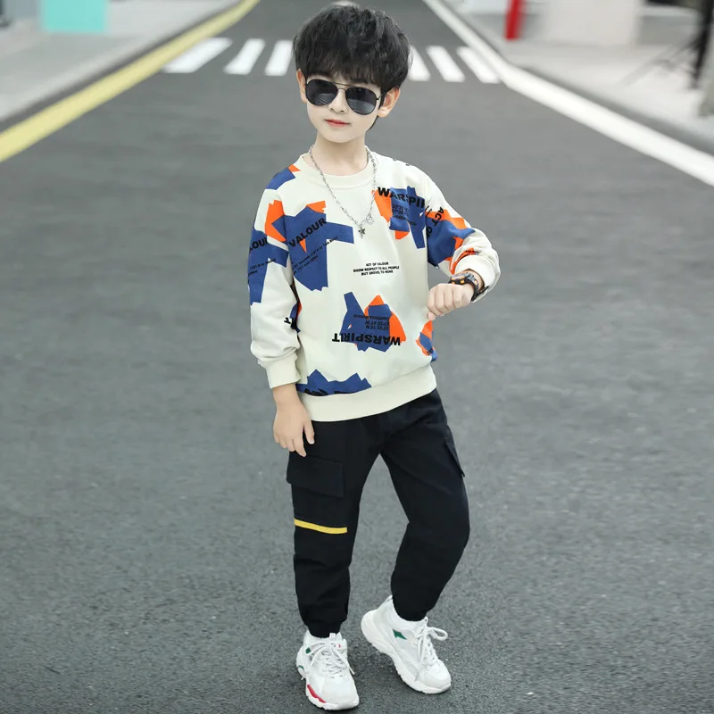 

Teeage Boys fall clothes 2021 2 PCS Leisure Spring Outfits Joggers Set School Student Nice Running Children Clothes Sets D12174