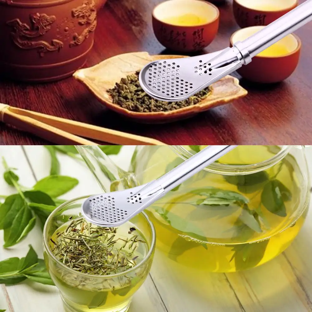 

1 Pcs Stainless Steel Drinking Straw Filters Handmade Mate Tea Reusable Sucker Spoons Filter Bar Drinks Parts