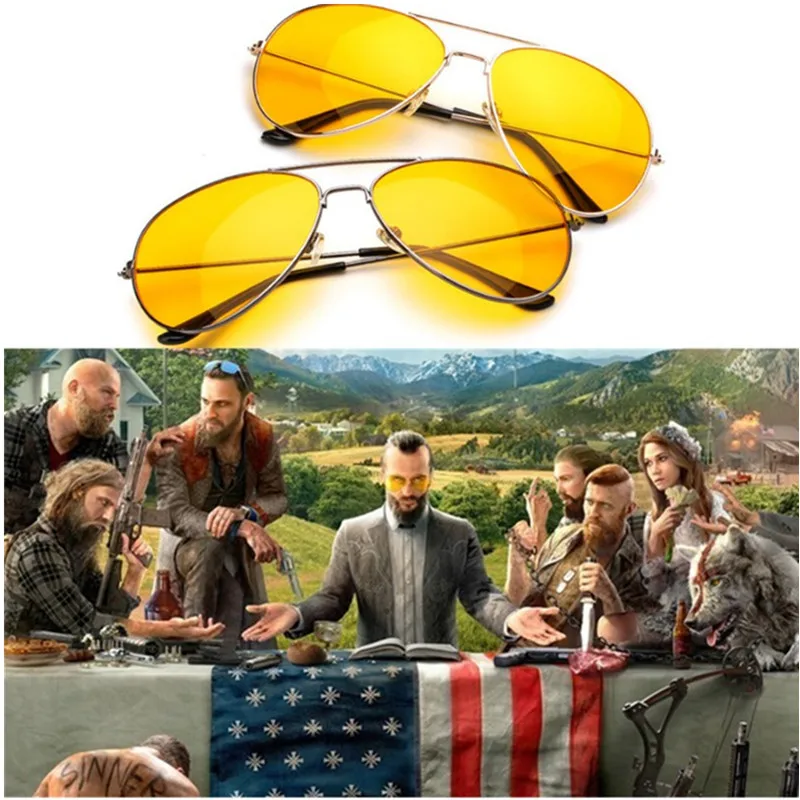 Солнцезащитные очки с семенами Иосифа Game FARCRY5 унисекс желтое зеркальное стекло