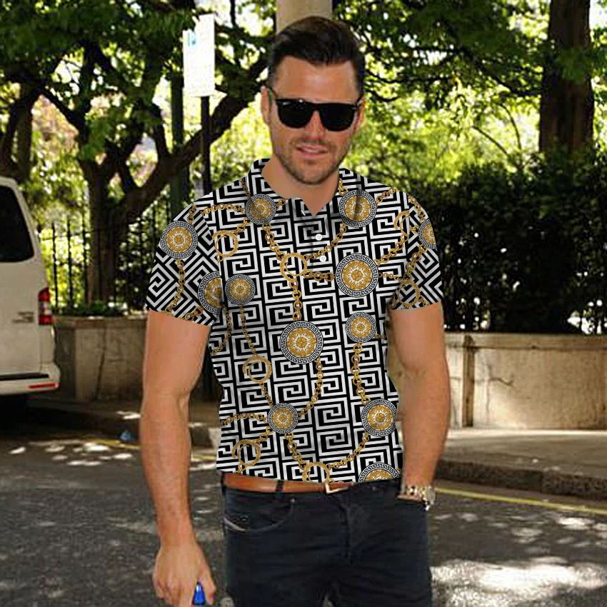 Мужская рубашка-поло с коротким рукавом цветными блоками лето 2021 | одежда