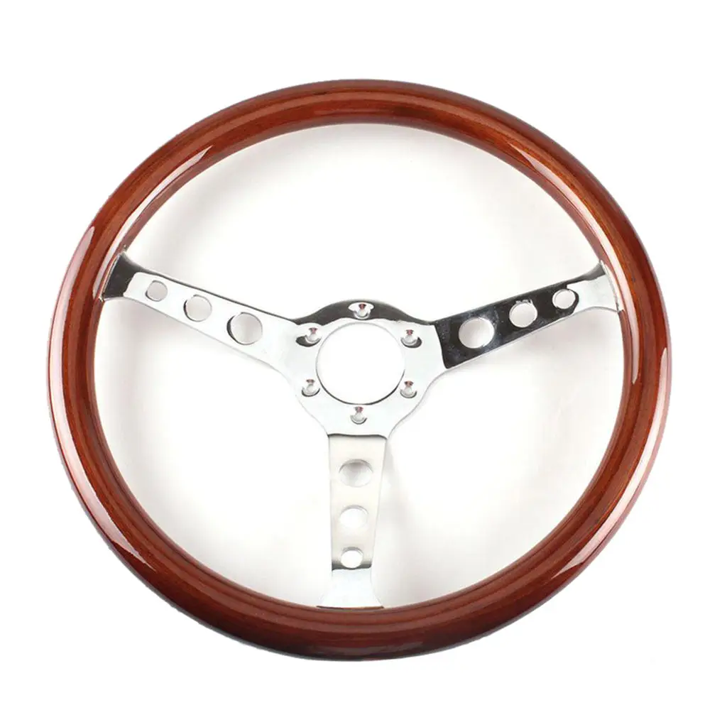 

380mm Mahogany Wooden Grain Steering Wheel fits Classic Car Professional