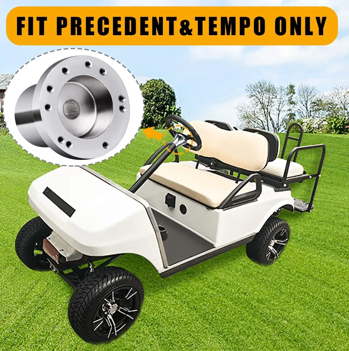 

Silver Golf Cart Steering Wheel or Adapter for Club Car Precedent