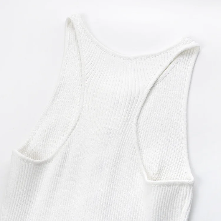 

2021 Summer Sweater Dress for Women Knit Sleeveless O-Neck Sheath Slim Front Hole Vintage Fashion Japanese Korean Clothes ins