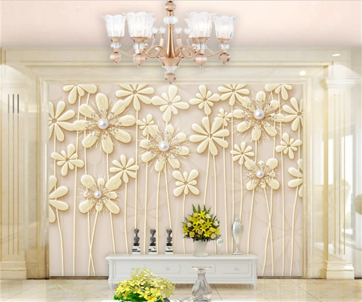 

European pattern 3D swan Jane Ou Suya flower jade carving background wallpaper furniture decoration custom photo mural wallpaper
