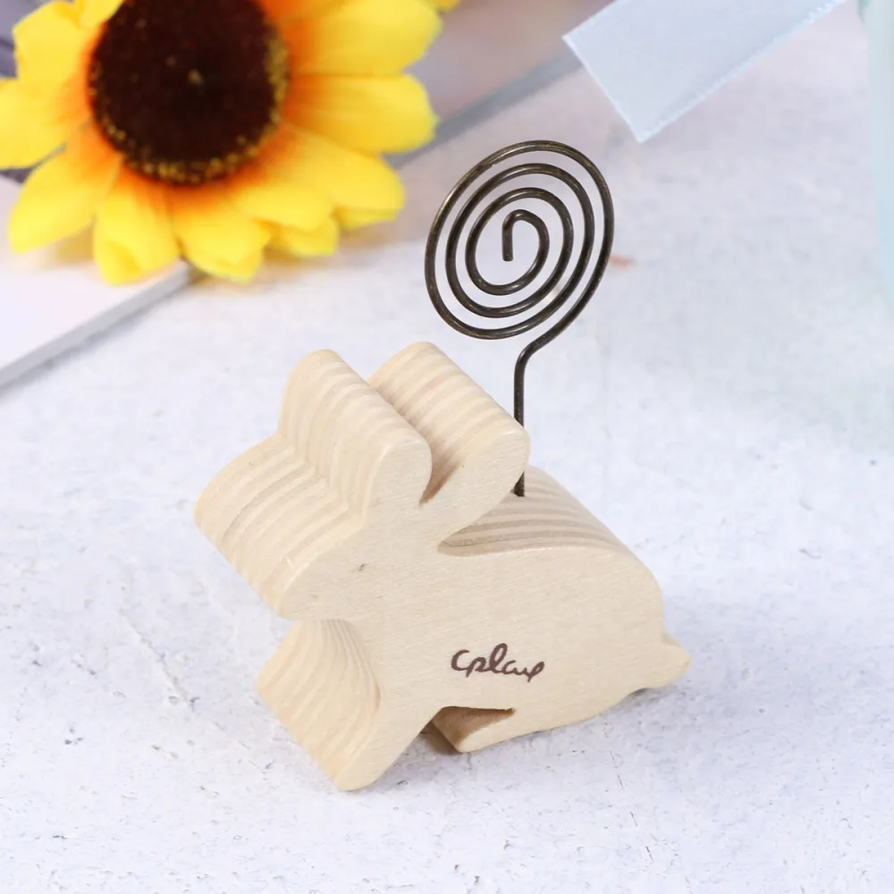 

Cartoon Animal Wood Desk Stand Note Folder Message Photo Paper Clip Stander Holder Home Decorations Birthday Gift(Rabbit)