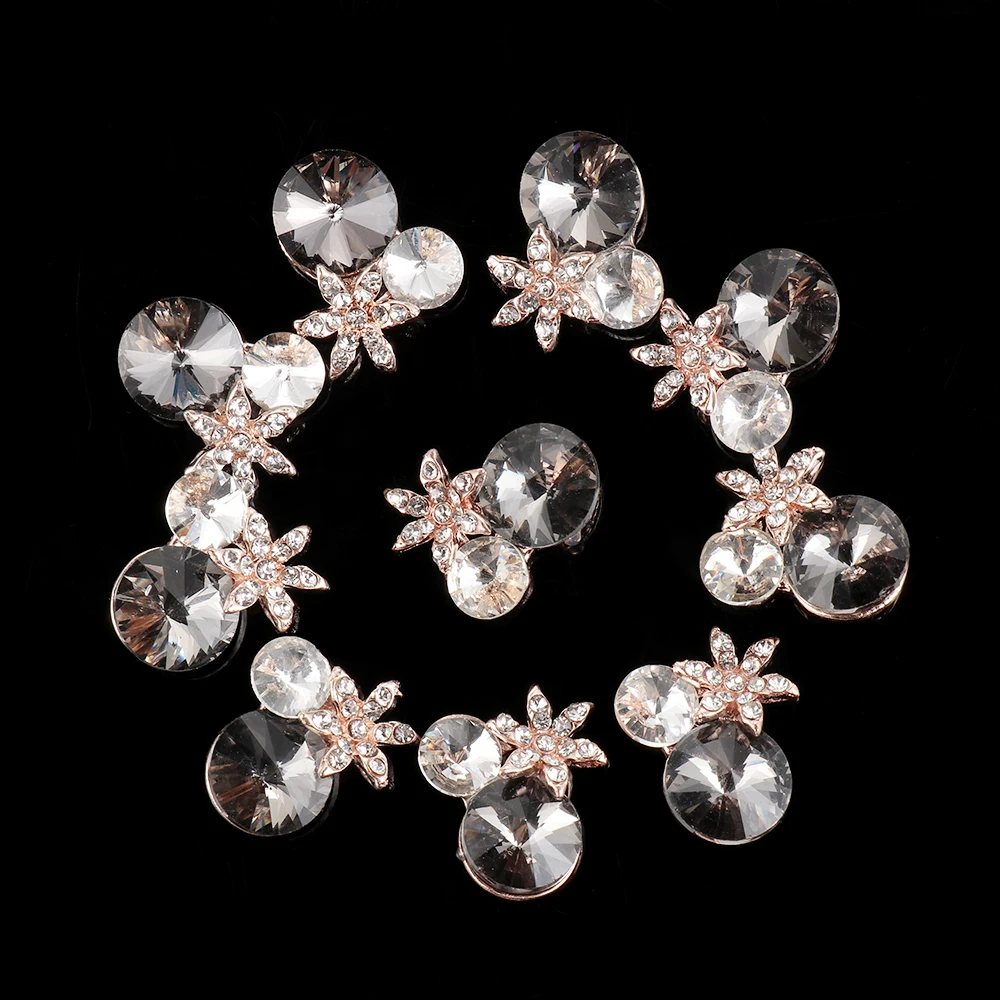 10 шт. жемчужные пуговицы со стразами Цветочная пряжка с плоским основанием для