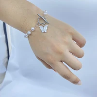 super fairy butterfly pendant pearl bracelet female ins does not fade temperament simple girlfriends bracelet retro