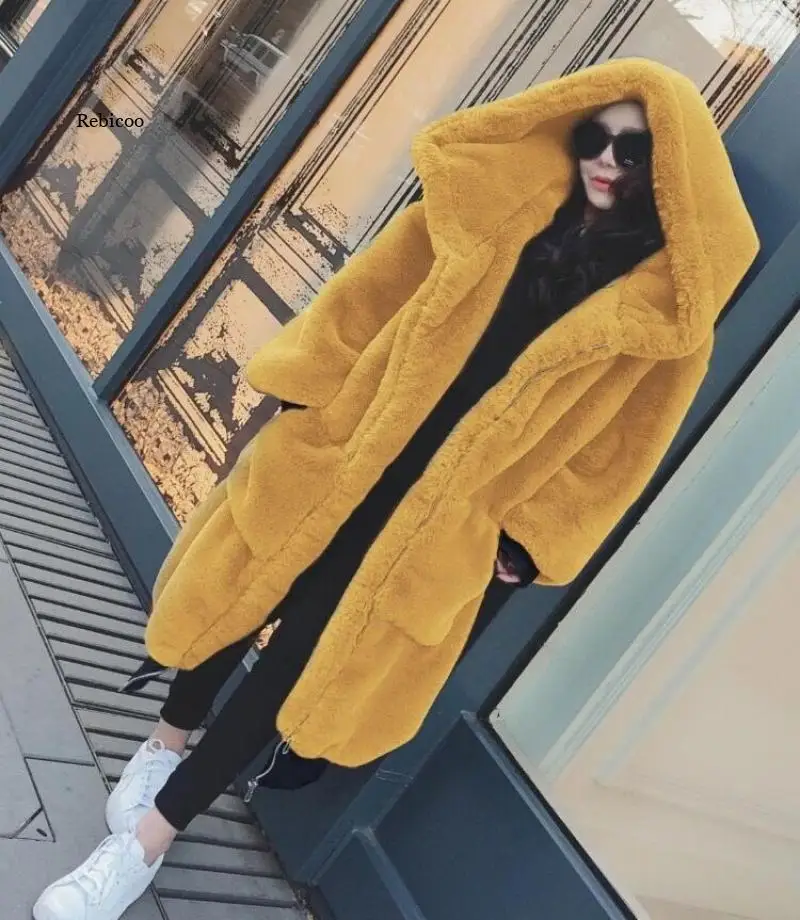 Oversized Winter Faux Fur Coat Women Parka Long Warm Faux Fur Jacket Coats Hoodies Loose Winter Coat Outwear Casaco Feminino