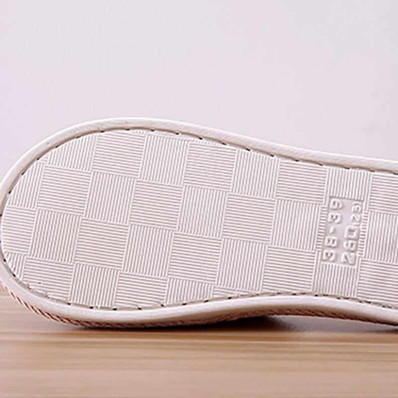 Winter Warm Home Women Fur Slippers Open Toe Shoes Soft Indoor Bedroom House Female Men Non-Slip Flax Linen Slipper Floor Shoes