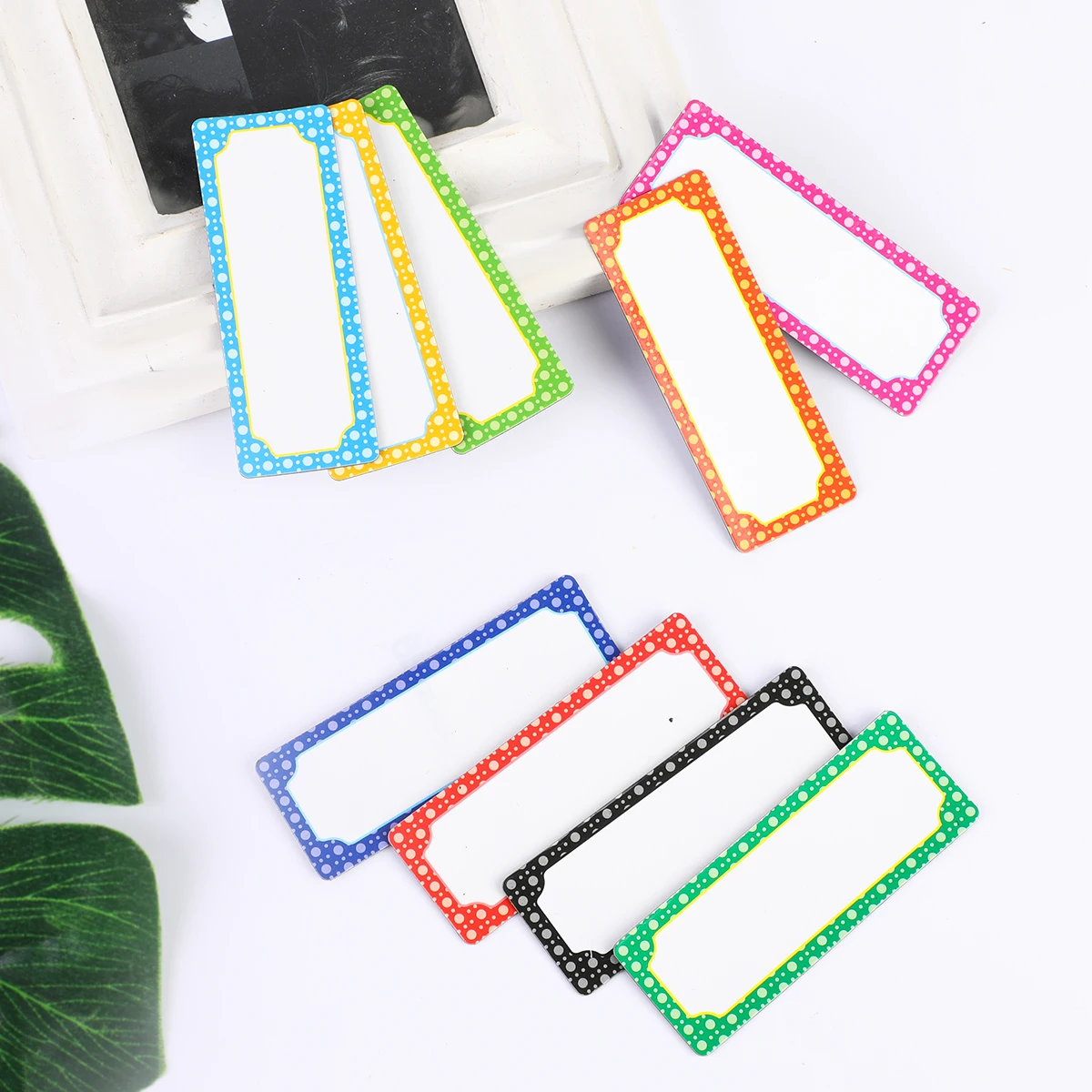 10 colors, a total of 50 with 1 pen(pen cap color random) 8*3cm rewritable message board magnetic refrigerator stickers