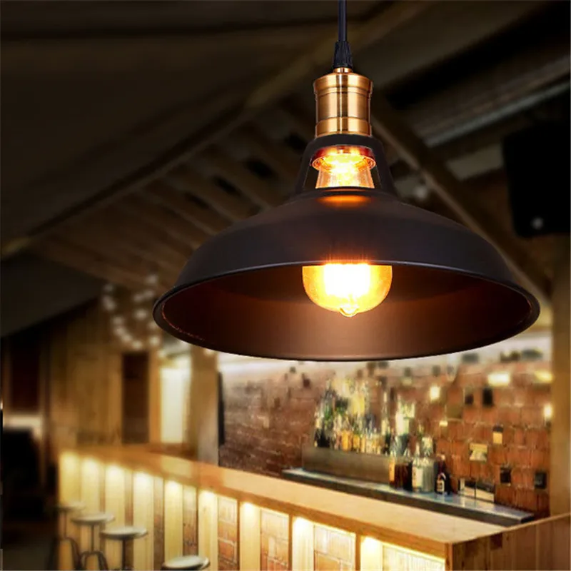 

AC110-240V E27 Лофт Винтаж промышленный железный подвесной светильник ресторан балкон черный, белый цвет Edison светильник лампа подвесной светильн...