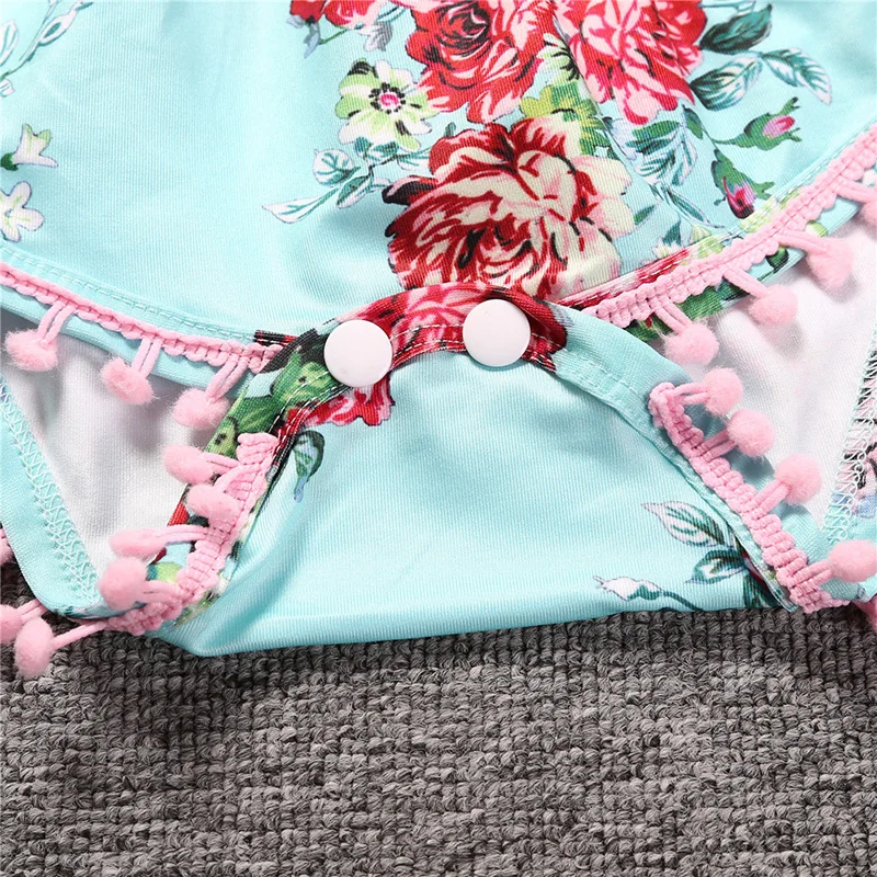 Боди для маленьких девочек с цветочным рисунком летний костюм женская одежда +