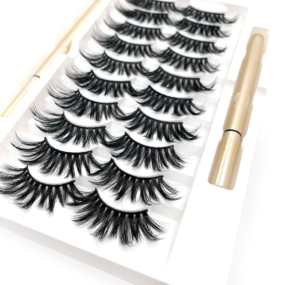 

10 Pairs Natural Lashes Non Magnetic Eyelashes and Adhesive Eyeliner Set Eye Makeup False Lash Eyelashe Extension Supplies
