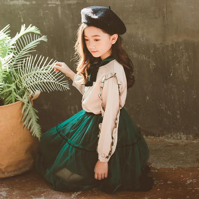 

Brand Baby Girls Set 2019 New Girls Spring Outfits Two Piece Set Toddler Suit Clothes Children Blouses+Skirt Kids Clothes,#3807