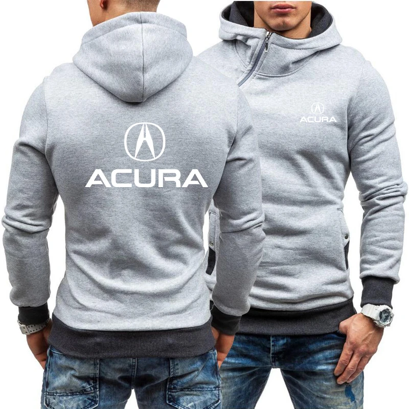 

2020 Spring Autumn new Men's Hoodie ACURA Car Logo Print Casual Diagonal zipper Sweatshirts Man Hoody Clothing men A01