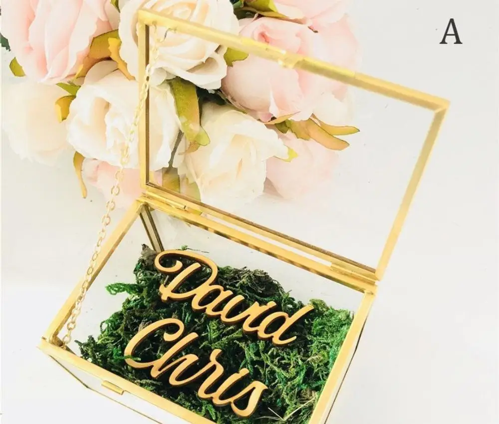 Коробка для свадебных колец Персонализированная коробка ювелирных изделий