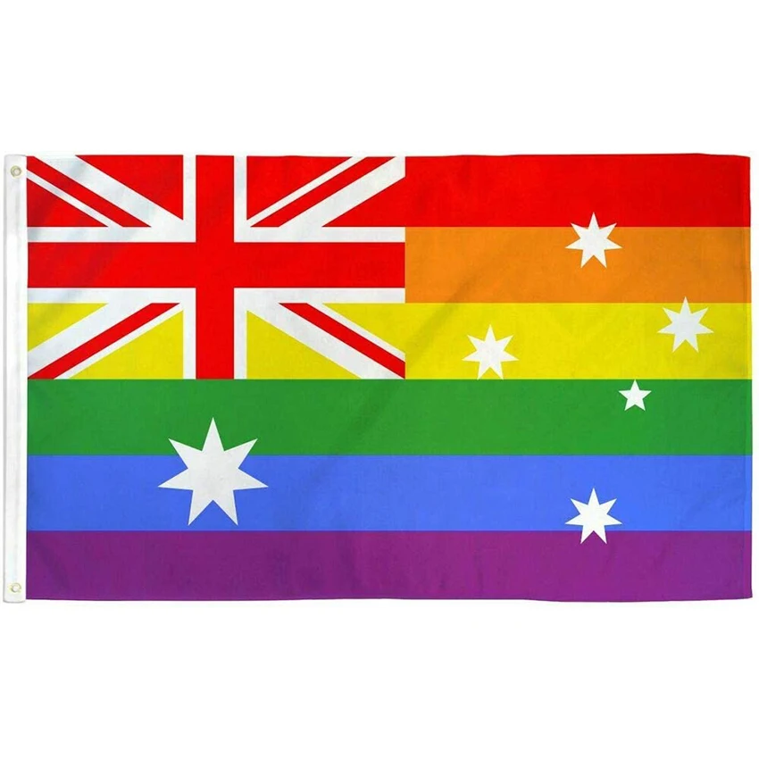 Gay Pride Australia Flag 150X90CM Rainbow LGBT Vivid Color 100D Polyester Sports Advertising Decoration Promotion | Дом и сад